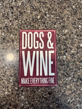 Primitives by Kathy Dogs & Wine Antiqued Finish Sign